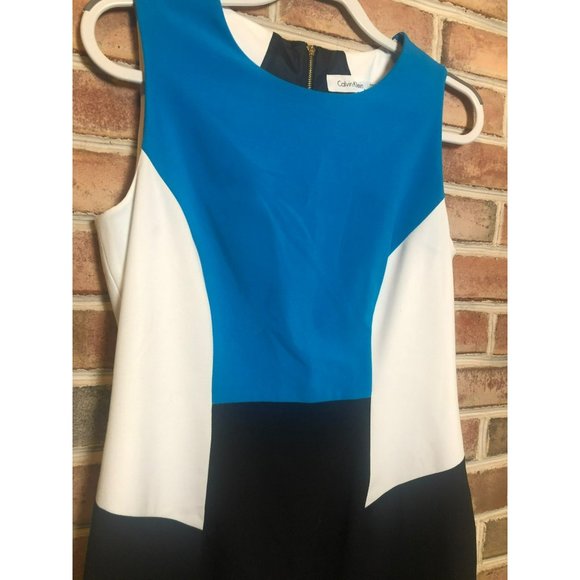 Calvin Klein Women's Back Zip Colorblock Sheath Dress Sz 8 - Picture 2 of 7